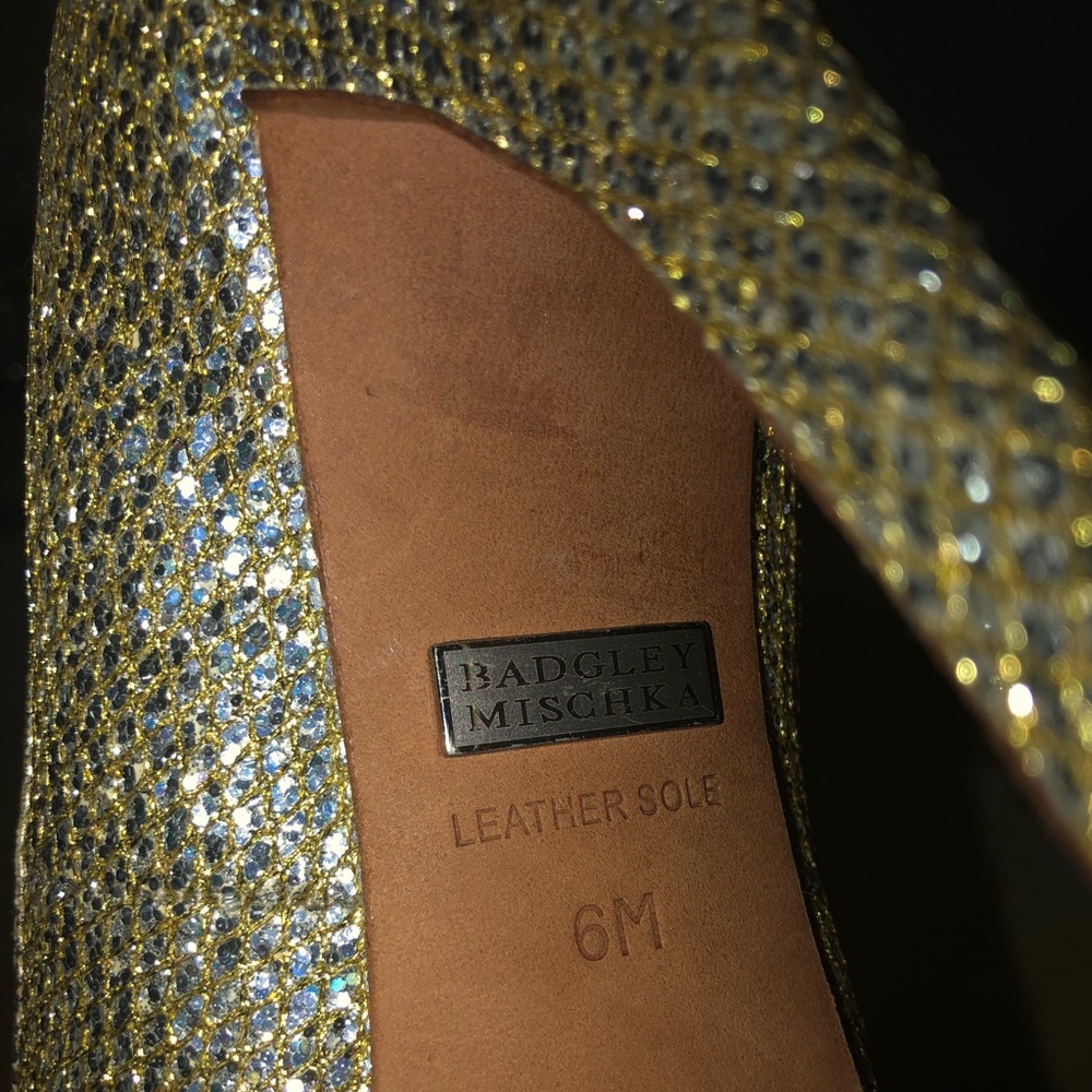 Badgley Mischka Gold Heels - Picture 3 of 4